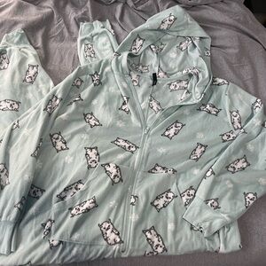 Torrid Mint Green Onesie Pajamas with Yeti Print